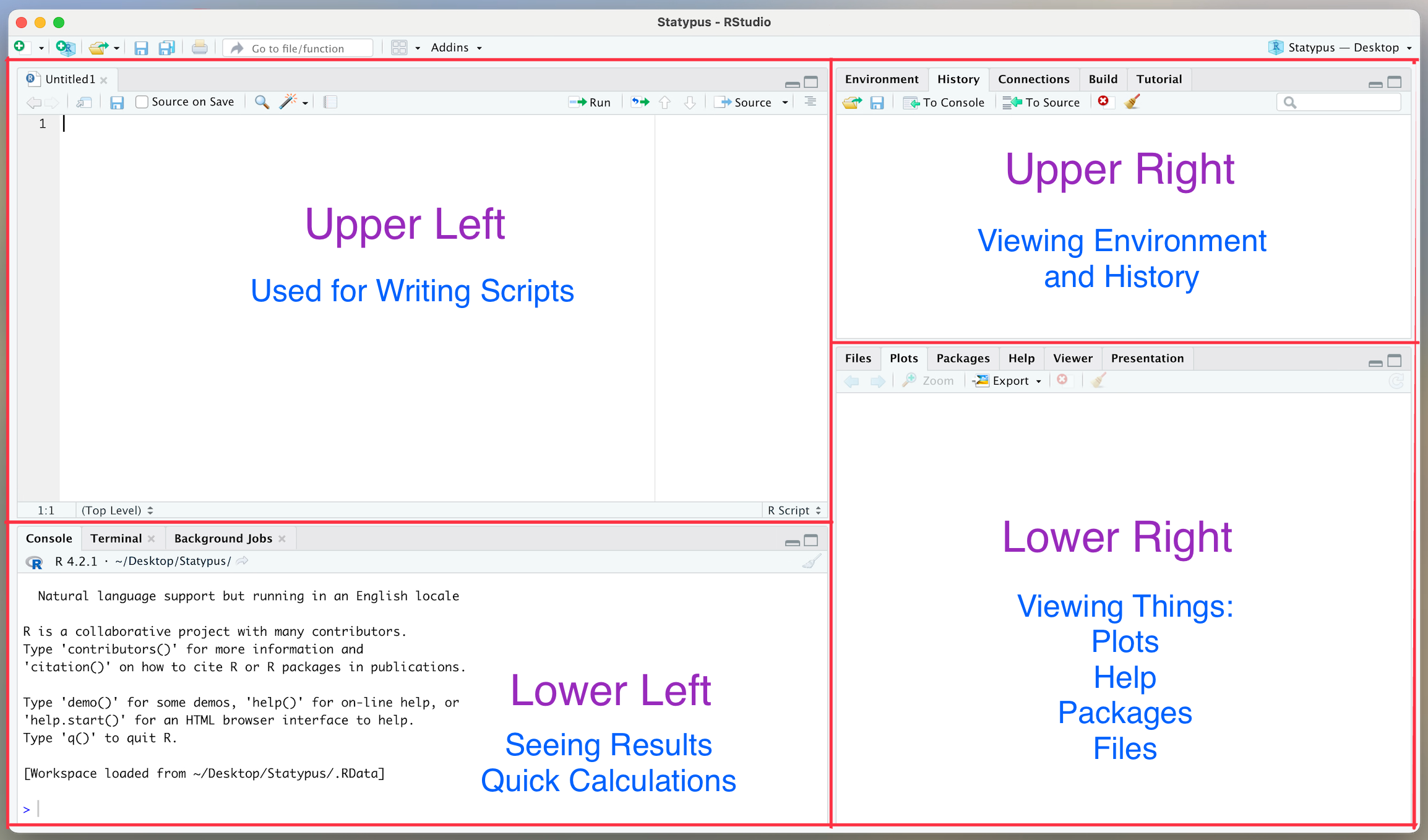 The 4 Panels of RStudio