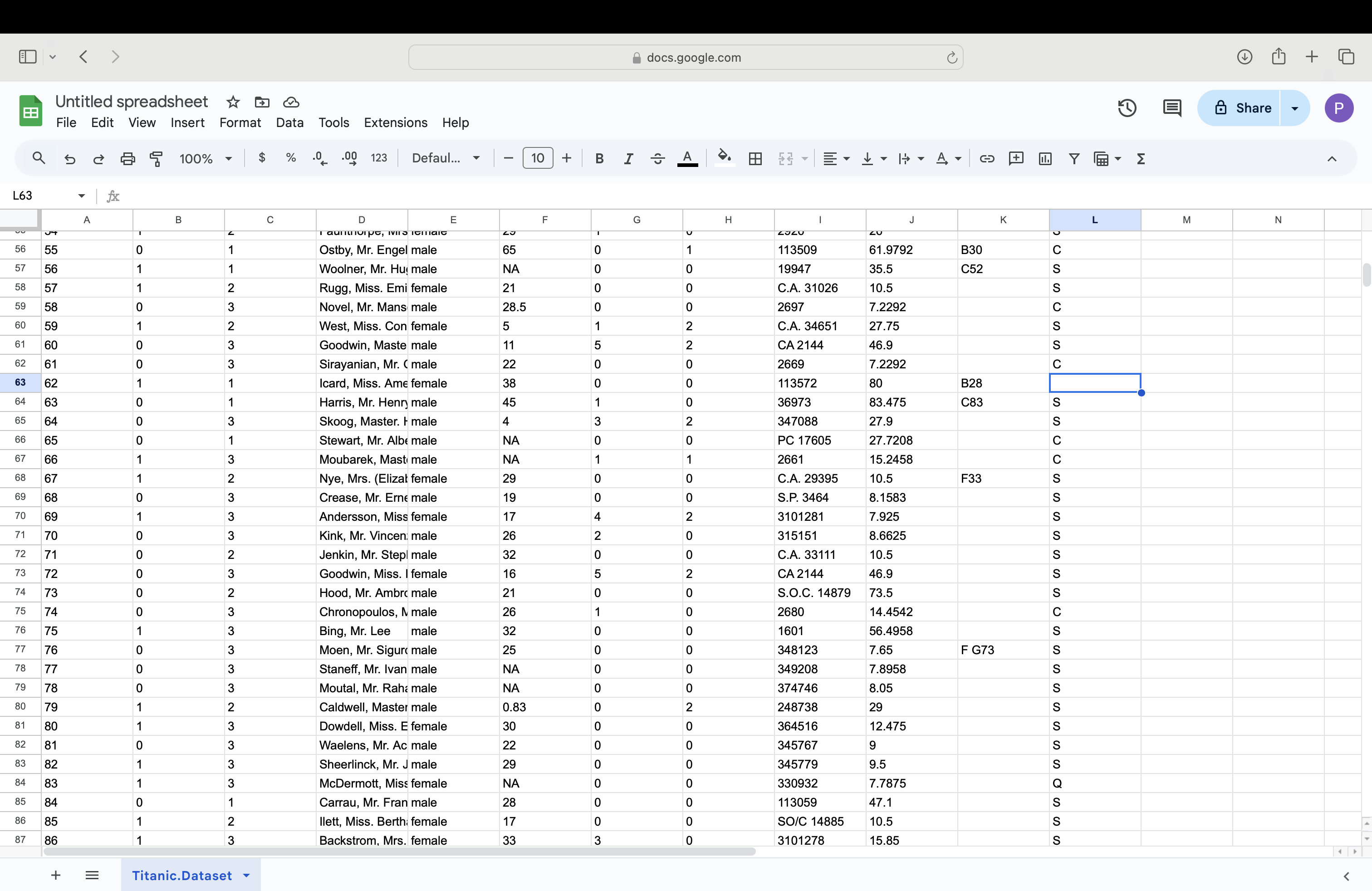 Cleaning up Titanic.Dataset