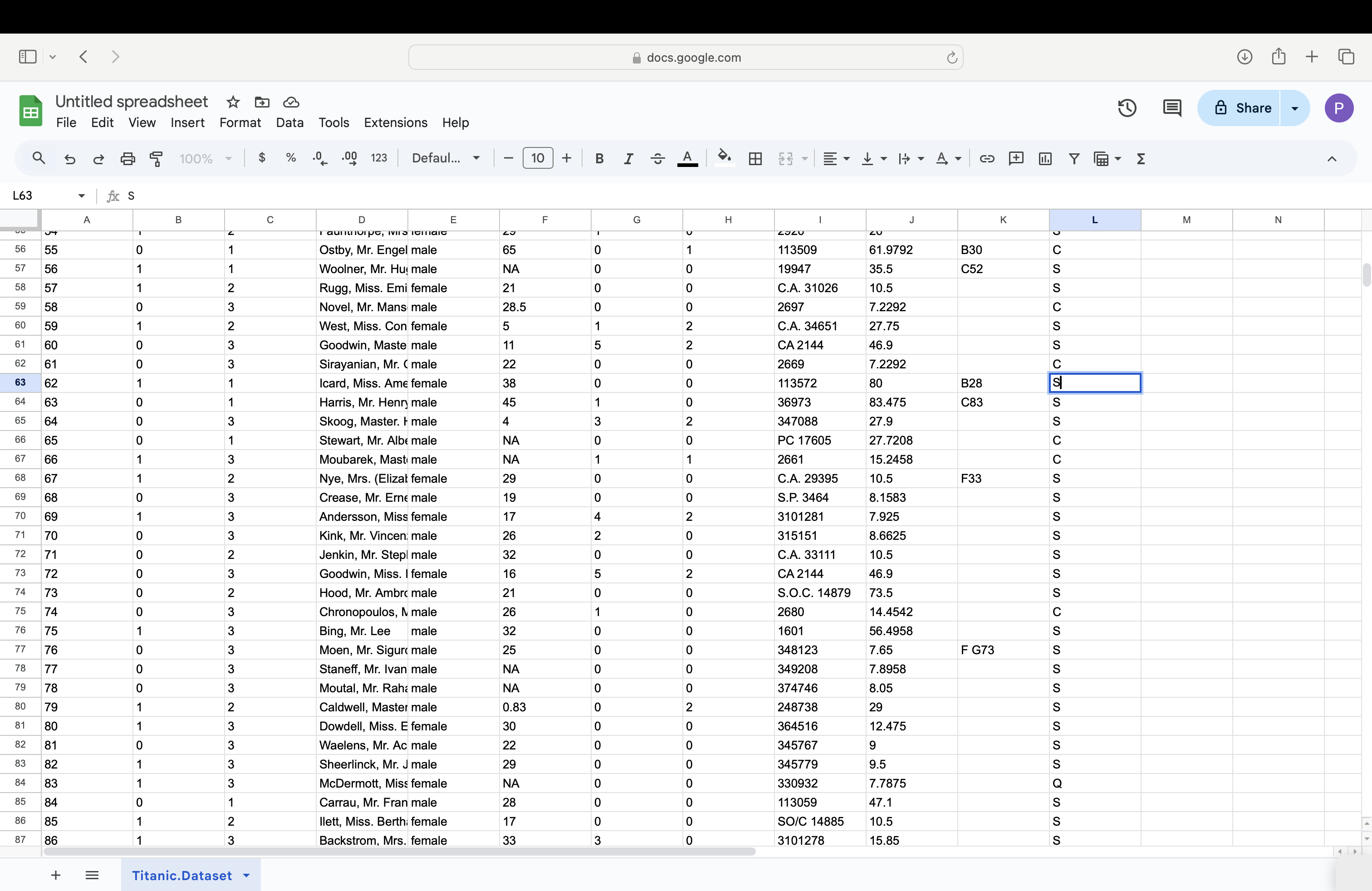 Cleaning up Titanic.Dataset