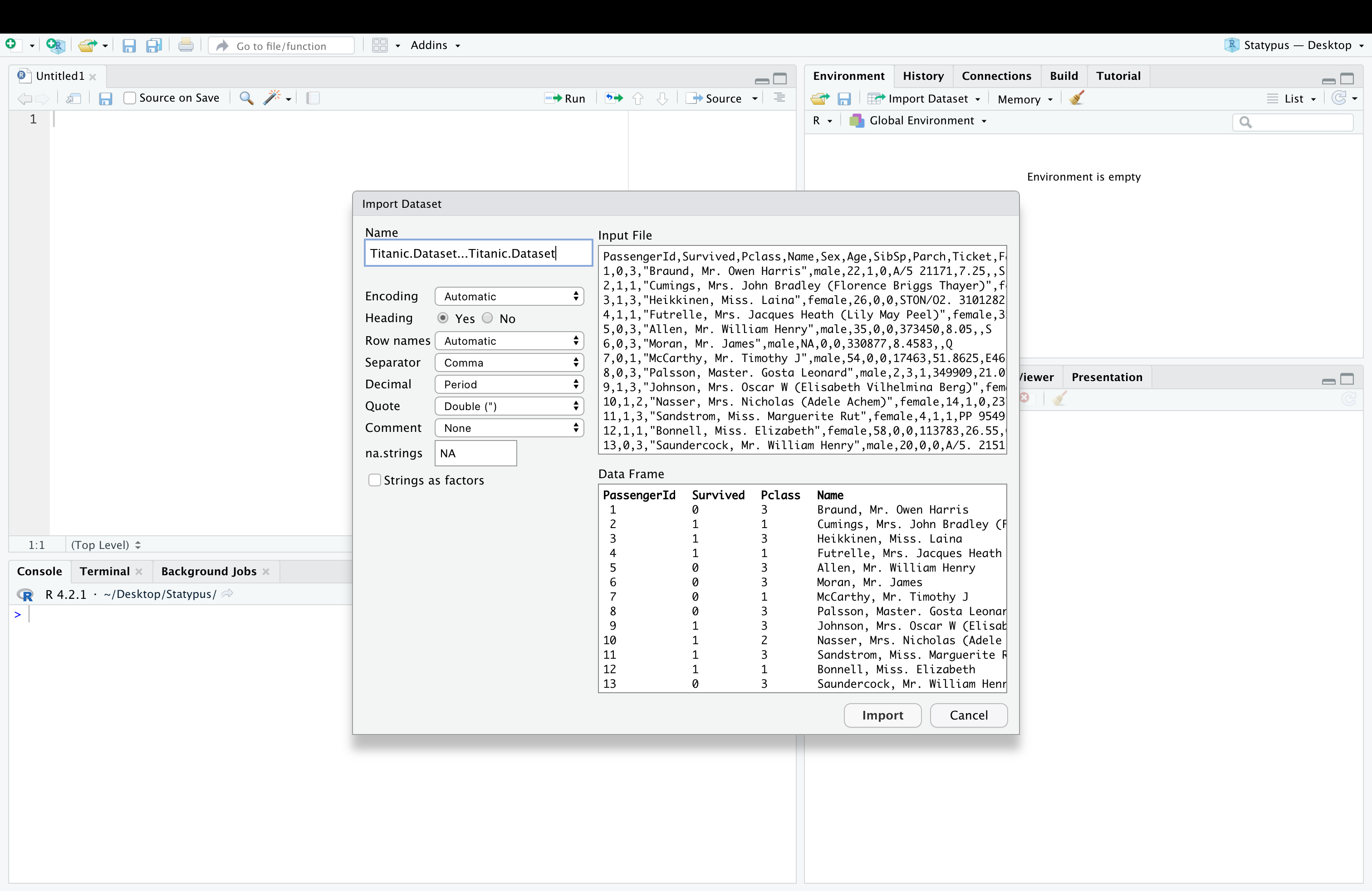 Cleaning up Titanic.Dataset