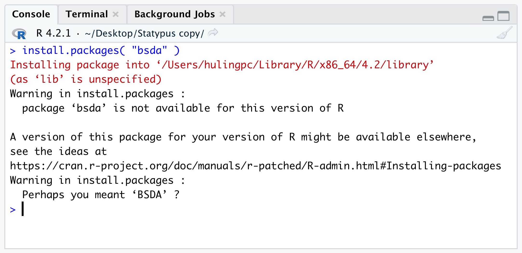 Mispelling a Package Name